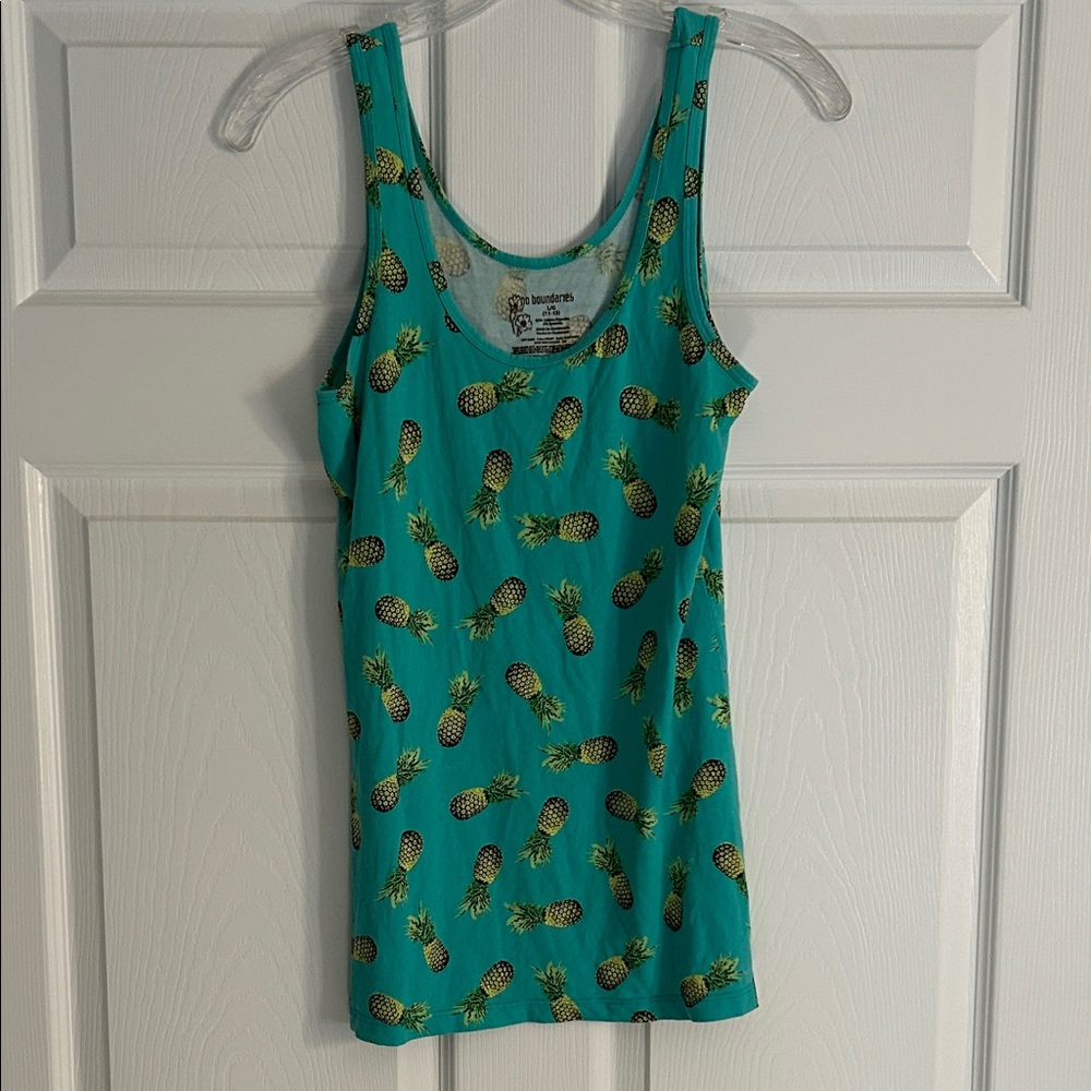No Boundaries Teal Pineapple Tank Top